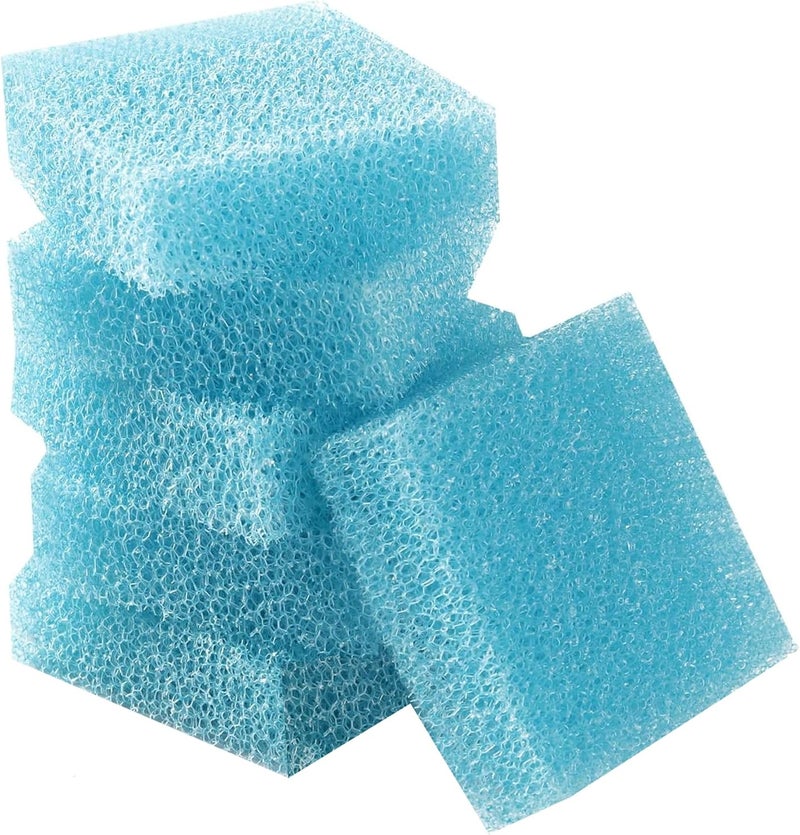Aussio Aquarium Glass Cleaning Sponge 6-Pack (3.25 x 3.25 x 1 in), Non-Scratch Aquarium Cleaner for Fish & Turtle Tanks, Reusable Blue Cleaning Sponge - Blue - Image 1